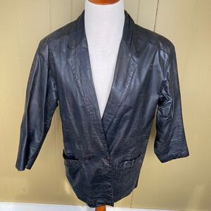 Fidelity Leather men 40 distressed vintage 1 button leather coat black